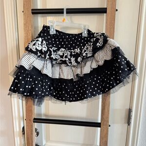 Black and White Polka Dot Layered Skirt